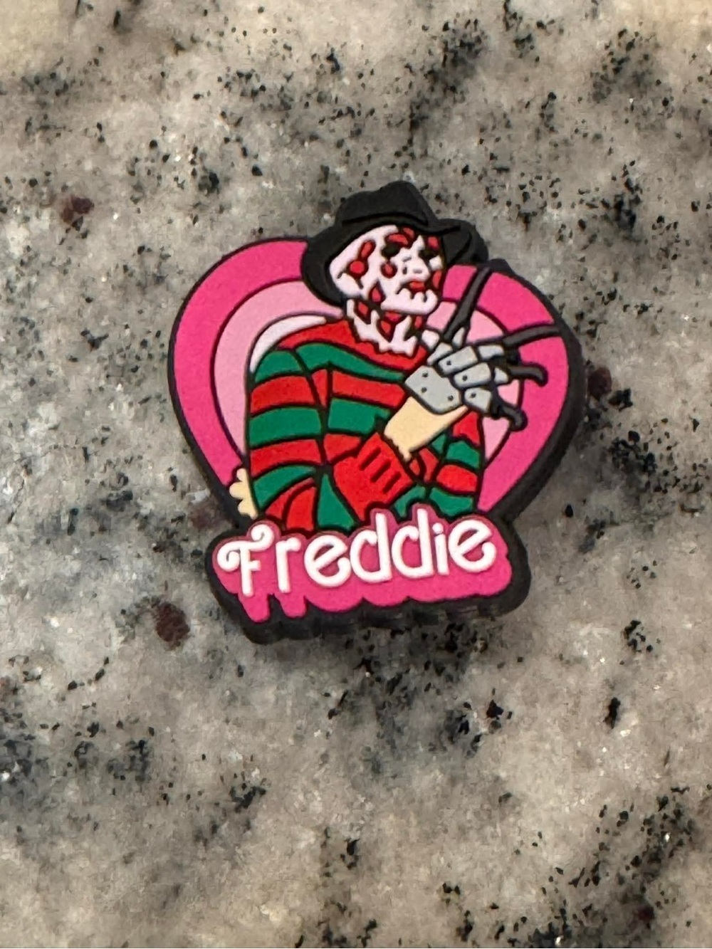 CROCS Freddy Krueger Pink Heart Jibbitz Charm